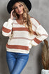 V-Neck Knitted Lantern Sleeve Pullover Sweater
